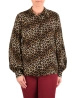Elegancka koszula damska w panterkę – prosty fason ze stylowym kołnierzem 42197