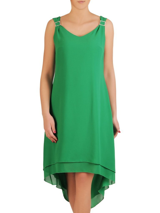 Szyfonowa, zielona sukienka z dłuższym tyłem 29246