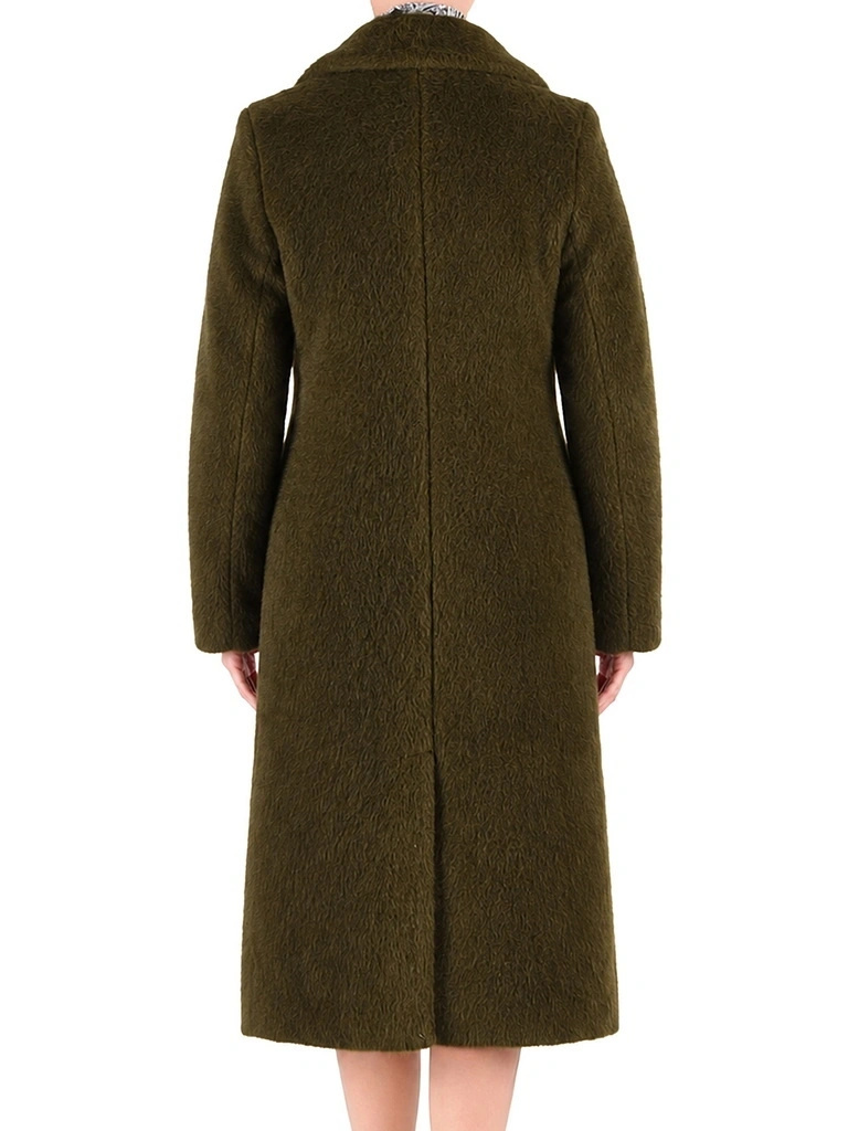 Elegancki płaszcz damski na jesień i zimę khaki – klasyczny krój modelujący sylwetkę 42705