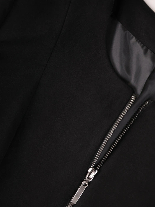 Elegancka czarna kurtka jesienna o prostym fasonie – komfortowy model na suwak do miejskich stylizacji 38778