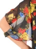 Elegancka sukienka trapezowa w kwiaty z falbaną – swobodny fason z rękawem 3/4 do pracy i na co dzień 33749