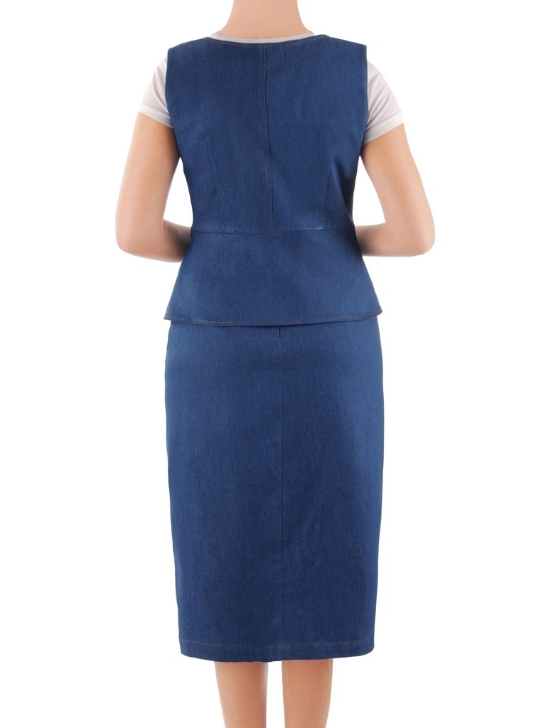 Jeansowa kamizelka damska plus size z ozdobnym zapięciem 38757