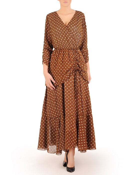 Kopertowa sukienka maxi, kreacja z ozdobną baskinką 31041