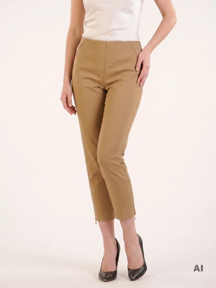 Eleganckie beżowe rybaczki 7/8 z ozdobnymi suwakami – komfortowy fason na lato i do pracy plus size 35354