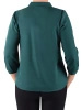 Elegancka bluzka wizytowa w kolorze butelkowej zieleni – prosty krój z dekoltem w serek subtelnie wysmukla 40398