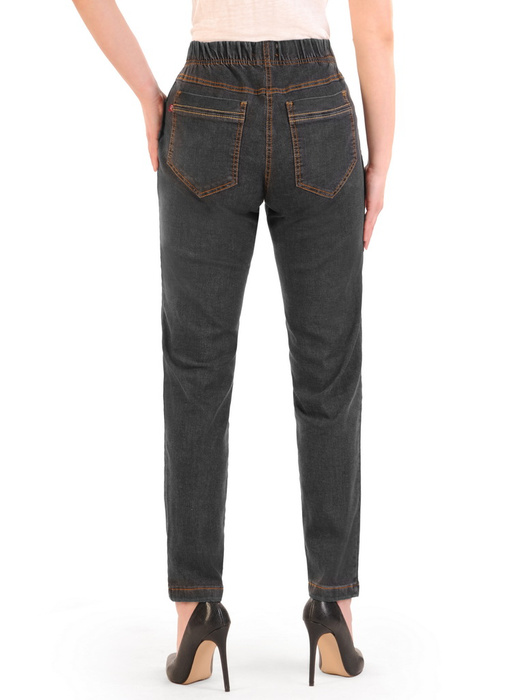 Czarne dżinsy spodnie damskie z gumą w pasie 34901