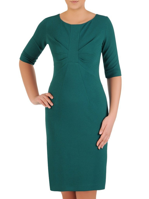 Zielona sukienka z ozdobnym marszczeniem na biuście 24582