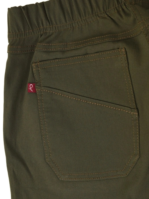 Dopasowane spodnie damskie khaki na gumce – elastyczny fason modelujący sylwetkę 35363