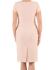 Elegancka garsonka damska na wesele w odcieniu beżu – prosty krój z sukienką i żakietem z połyskiem 25294