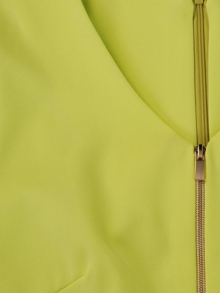 Pistacjowa sukienka prosta midi z ozdobnymi zamkami – klasyczny model do pracy i na lato 3113