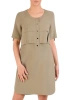 Zielona prosta sukienka letnia z ozdobnymi napami – lekka narzutka wysmuklająca figurę 29648