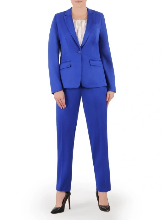 Eleganckie spodnie damskie chabrowe – prosty krój z kieszeniami idealny do stylizacji biurowych 36677