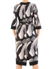 Czarno-beżowa sukienka midi z dekoltem łódka – prosty krój wysmuklający sylwetkę 34468