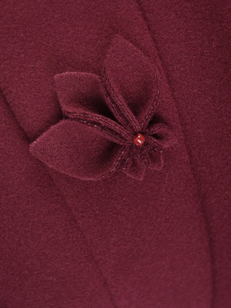 Elegancki kapelusz damski zimowy cloche w odcieniu bordo – ciepłe podszycie i regulacja obwodu 42414