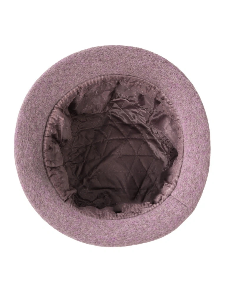 Elegancki kapelusz damski zimowy cloche wrzosowy – kobiecy model z wywiniętym rondem 42456