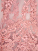 Sukienka koktajlowa maksi, pudrowa kreacja z koronkową górą 30732