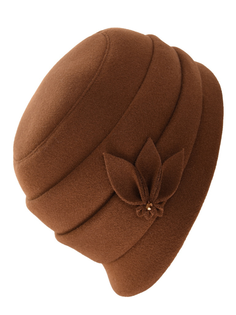 Elegancki kapelusz zimowy damski cloche rudy – ocieplany fason z regulacją i ozdobnym akcentem 42435
