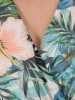 Elegancka zielona sukienka maxi rozkloszowana w kwiaty – wygodna gumka w pasie podkreślająca talię 37957