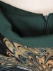 Zielona sukienka midi z narzutką – prosty fason ze stójką maskujący niedoskonałości 36639