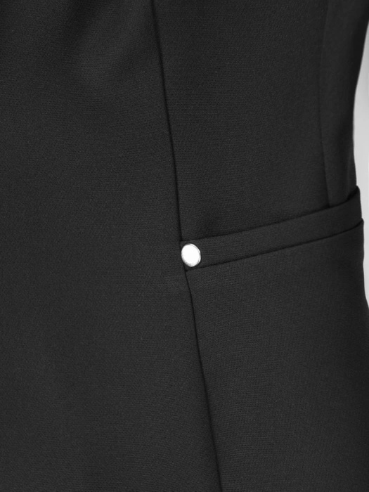 Elegancki czarny żakiet damski do sukienki – szykowny model z rękawem 3/4 wysmuklający sylwetkę 40041