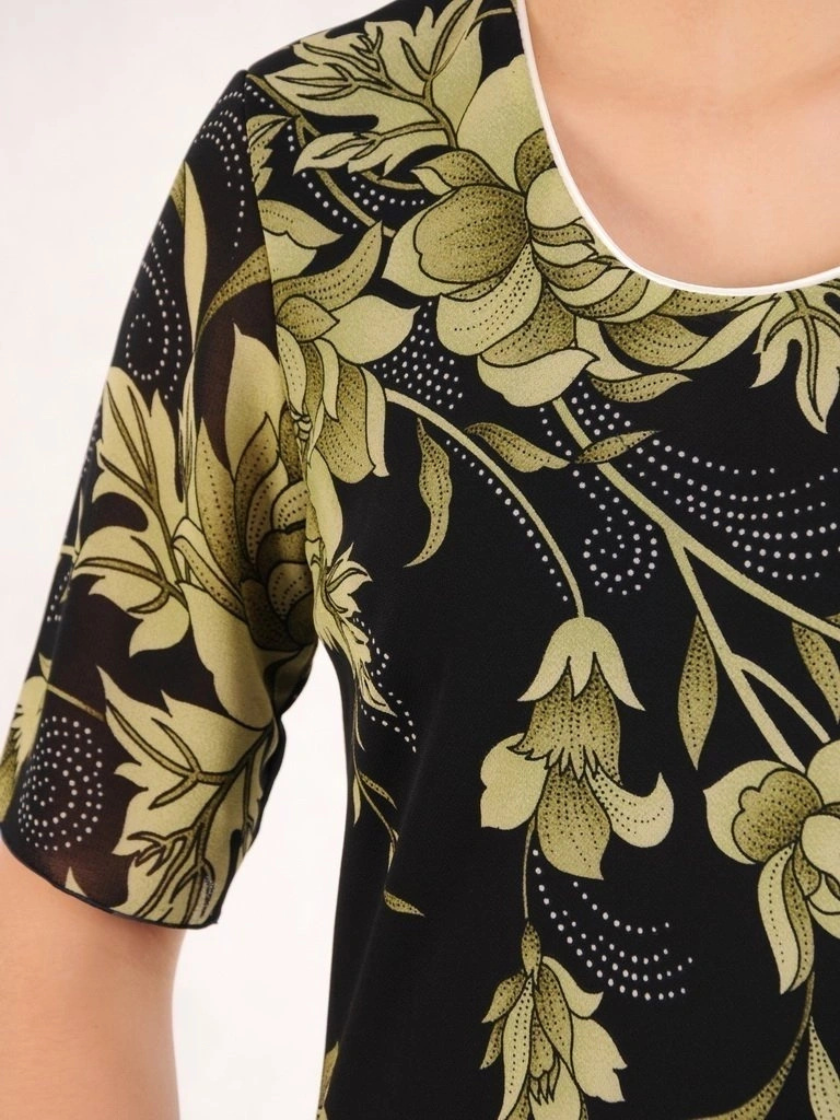 Wizytowy komplet damski z sukienką maxi w kwiaty – elegancki żakiet wysmuklający sylwetkę 29884