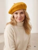 Elegancki beret damski francuski żółty – ciepła wełna merino z antenką na chłodne dni 40882