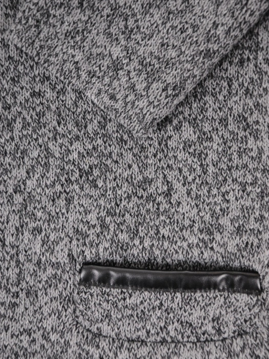 Elegancki szary sweter damski rozpinany na suwak – prosty fason z kieszeniami na chłodne dni 38976