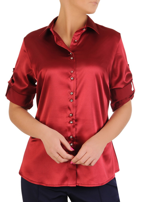 Elegancka koszula damska z satynowej tkaniny 32143
