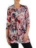 Wizytowa tunika damska w kwiaty z rękawem 3/4 – prosty fason z paskiem podkreślającym talię 20412