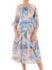 Rozkloszowana sukienka wieczorowa maxi w chabrowy print – wysmuklający fason ze srebrnym blaskiem 39799