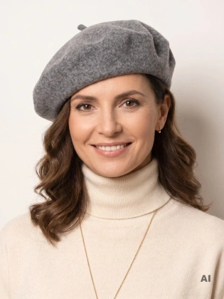 Elegancki beret wełniany w stylu francuskim – ponadczasowy model z antenką na chłodne dni 40870