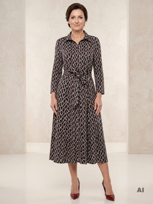 Elegancka czarna sukienka maxi rozkloszowana – stylowy fason z kołnierzykiem i paskiem w talii 38630