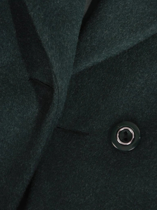 Elegancki zielony płaszcz damski na jesień i zimę – prosty fason z kołnierzem i wiązaniem 27793