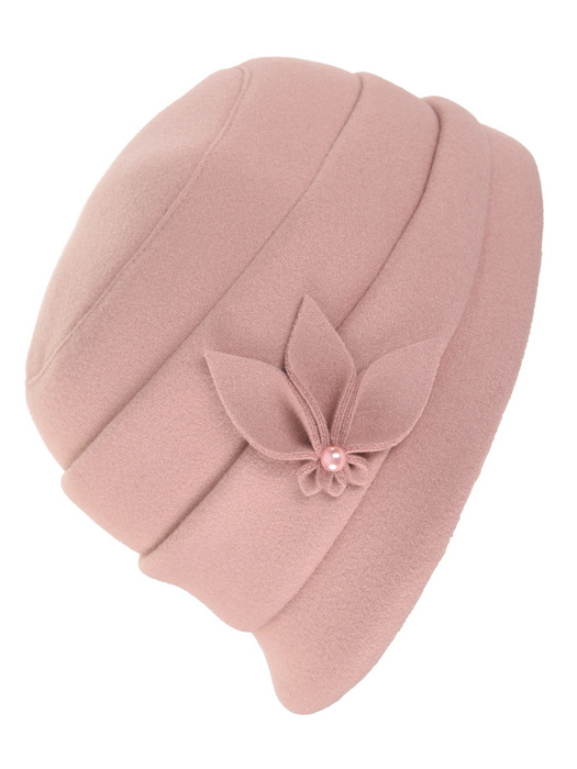 Różowy kapelusz damski cloche na jesień – elegancki model z ozdobną wstawką 42425