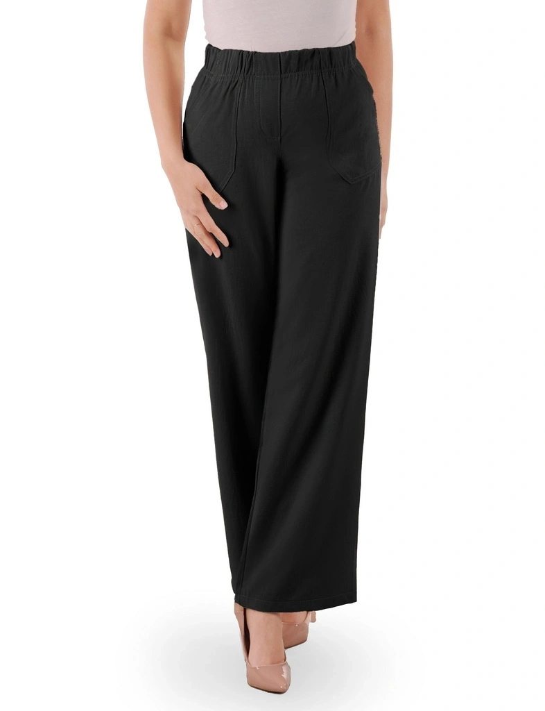 Czarne spodnie palazzo plus size z wysokim stanem – wysmuklające sylwetkę, idealne na lato 38368
