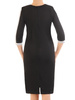Czarna sukienka z kontrastowymi, wyszczuplającymi wstawkami 34837