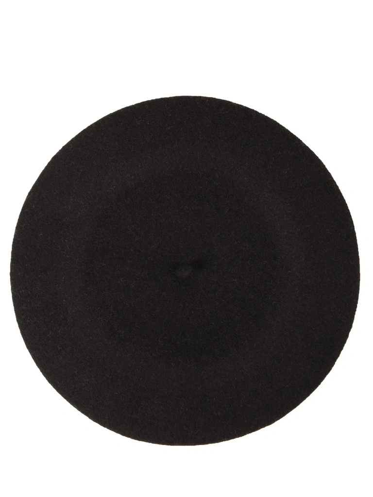 Klasyczny czarny beret damski z wełny merynosa – elegancki fason z antenką w stylu francuskim 40874