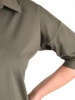 Elegancki komplet damski ze spodniami khaki – wiskozowy prosty krój z kołnierzykiem i gumą w pasie 42595
