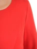 Elegancka czarno-czerwona sukienka ołówkowa midi – baskinka modelująca talię i odpinana broszka 36589