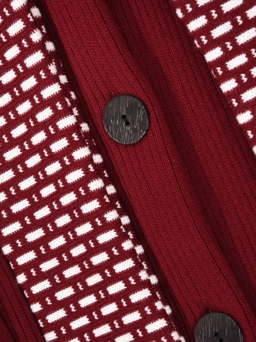Elegancki sweter damski w odcieniu bordo – luźny, swobodny krój z dekoracyjnym wiązaniem 42164