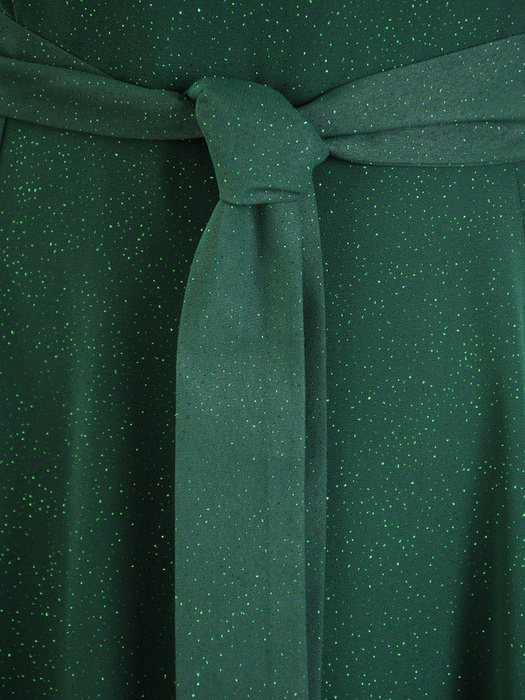 Połyskująca sukienka z szyfonu w kolarze butelkowej zieleni 33932