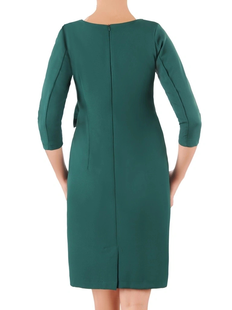 Elegancka sukienka ołówkowa midi w kolorze ciemnej zieleni – kobiecy krój modelujący figurę 36586