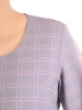 Elegancka sukienka biurowa midi w szarą kratę – prosty fason z modelującą baskinką 34190