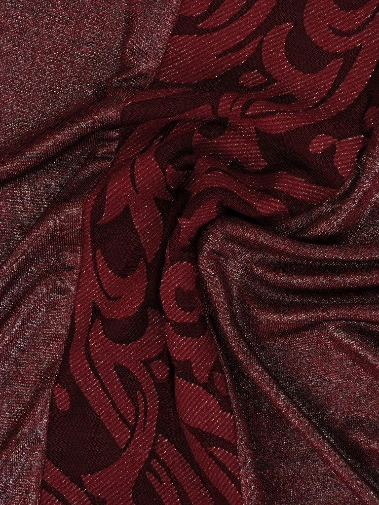 Elegancka bordowa bluzka wizytowa na święta – prosty krój ze srebrzystą wstawką 18724