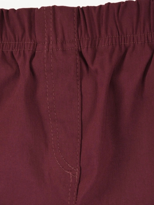 Eleganckie bordowe spodnie damskie dopasowane 7/8 z zamkami – idealne do biura i na lato plus size 34873