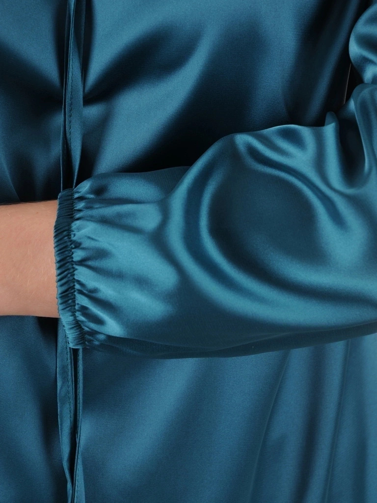 Wiskozowa bluzka wizytowa z dekoltem w serek – prosty krój z ozdobnym wiązaniem 38860