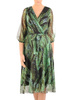 Kopertowa sukienka z szyfonu, rozkloszowana kreacja z paskiem 34155