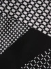 Czarna sukienka wizytowa w geometryczny deseń – prosty krój z efektownym dekoltem na plecach 19823