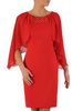 Sukienka z ozdobnym dekoltem, czerwona kreacja wizytowa 24382