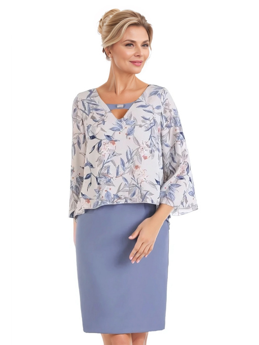 Elegancka sukienka w kwiaty, kreacja maskująca niedoskonałości 28898